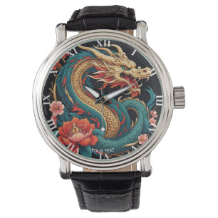 Fantasy Cute Vivid Blue Yellow Dragon Watch