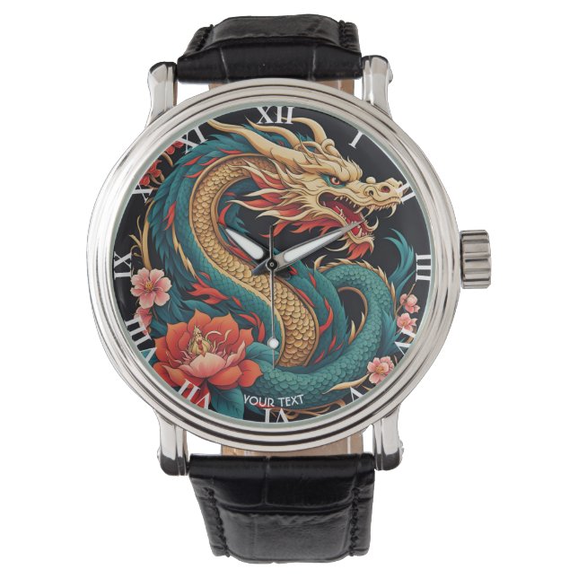 Fantasy Cute Vivid Blue Yellow Dragon Watch (Front)