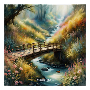 Fantasy Cute Vivid Bridge Morning River Poster