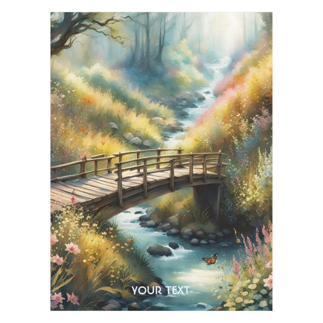 Fantasy Cute Vivid Bridge Morning River Tablecloth (Front)