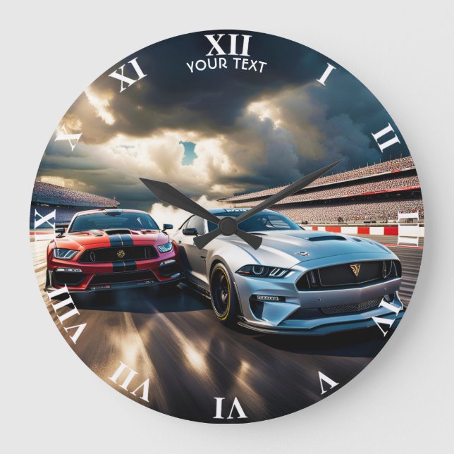 Fantasy Cute Vivid Cars Big Race Large Clock (Front)