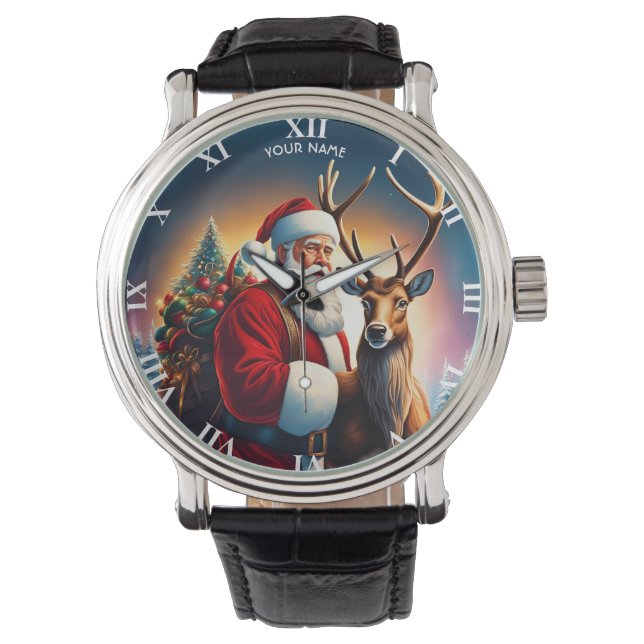 Fantasy Cute Vivid Christmas Santa Reindeer Watch (Front)