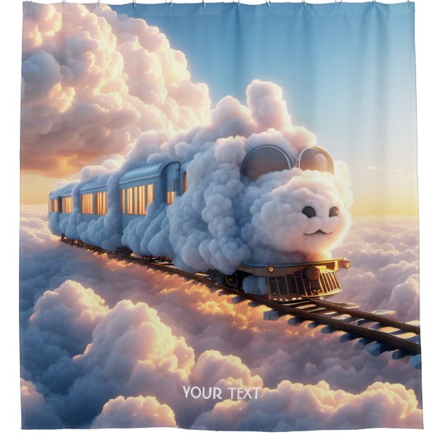 Fantasy Cute Vivid Cloud Train Sunrise Shower Curtain (Front)