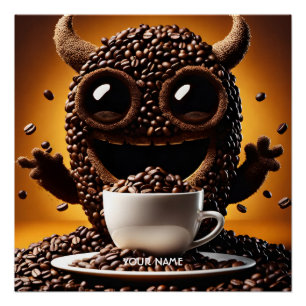 Fantasy Cute Vivid Coffee Funny Creature Poster