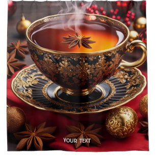 Fantasy Cute Vivid Cup Tea Christmas Shower Curtain