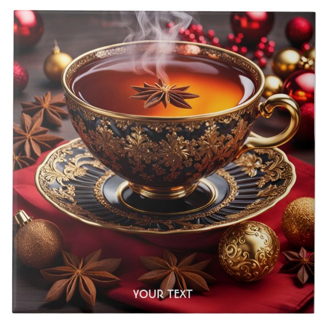 Fantasy Cute Vivid Cup Tea Christmas Tile (Front)
