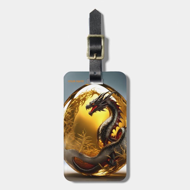 Fantasy Cute Vivid Dragon Glass Egg Luggage Tag (Front Vertical)