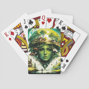Fantasy Cute Vivid Face Village Trees Playing Cards
