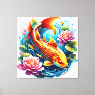 Fantasy Cute Vivid Fish Sea Flowers Canvas Print