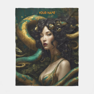 Fantasy Cute Vivid Flowers Girl Serpent Fleece Blanket