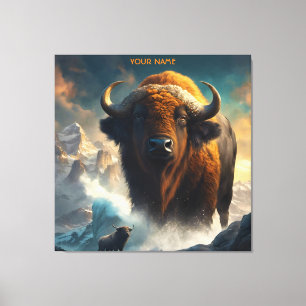 Fantasy Cute Vivid Flowers Great Buffalo Canvas Print