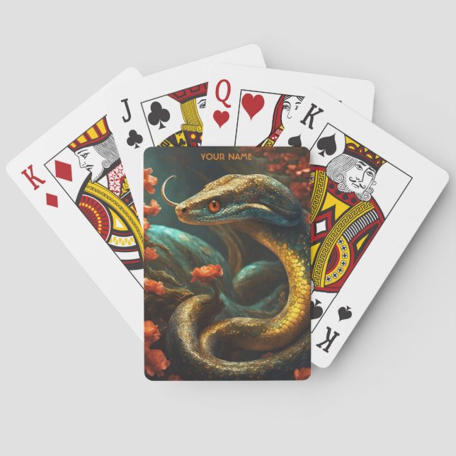Fantasy Cute Vivid Flowers Mamba Serpent Playing Cards (Back)