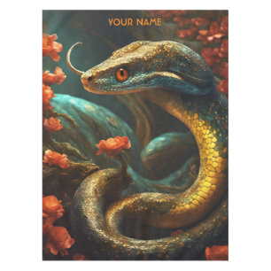 Fantasy Cute Vivid Flowers Mamba Serpent Tablecloth