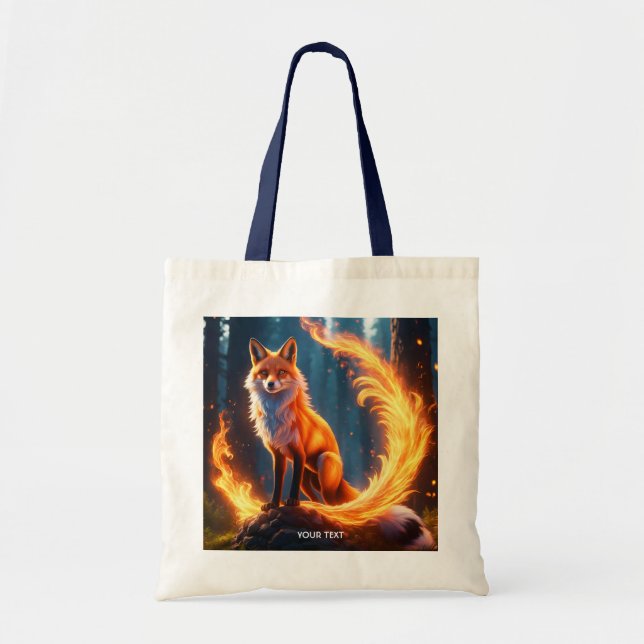 Fantasy Cute Vivid Fox Fire Forest Tote Bag (Front)