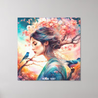 Fantasy Cute Vivid Girl Blossom Birds