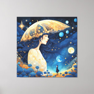 Fantasy Cute Vivid Girl Blue Dream Canvas Print