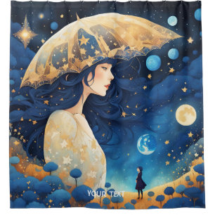 Fantasy Cute Vivid Girl Blue Dream Shower Curtain