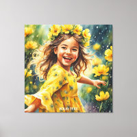 Fantasy Cute Vivid Girl Flowers Rain