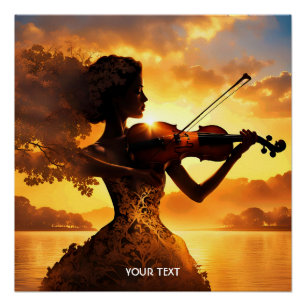 Fantasy Cute Vivid Girl Playing Violin Poster