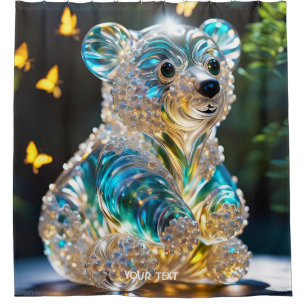 Fantasy Cute Vivid Glass Blue Bear Shower Curtain