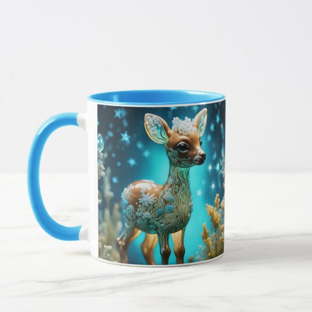 Fantasy Cute Vivid Glass Fawn Winter Mug (Left)