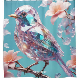 Fantasy Cute Vivid Glass Pastel Bird Shower Curtain