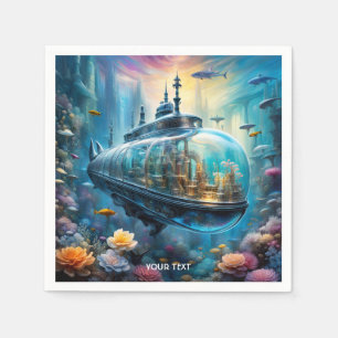 Fantasy Cute Vivid Glass Submarine Flowers Napkin