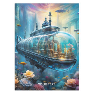 Fantasy Cute Vivid Glass Submarine Flowers Tablecloth