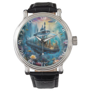 Fantasy Cute Vivid Glass Submarine Flowers Watch