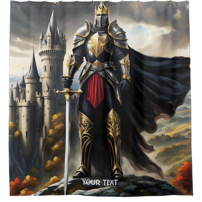 Fantasy Cute Vivid Glorious Knight King Shower Curtain (Front)