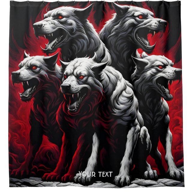 Fantasy Cute Vivid Gothic Lithography Hounds Shower Curtain (Front)