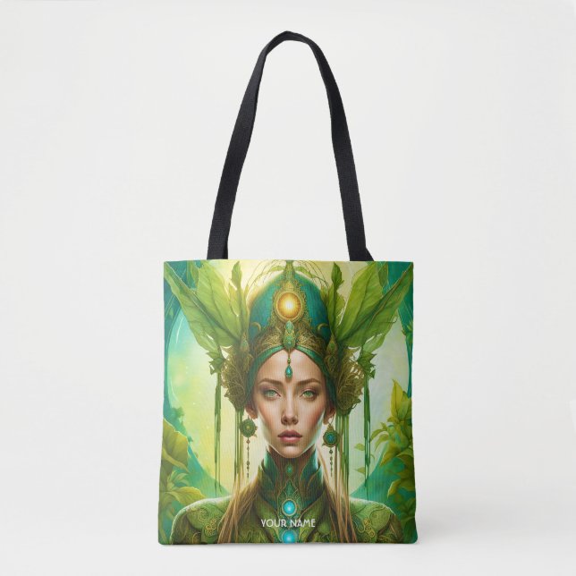 Fantasy Cute Vivid Green Beautiful Girl Tote Bag (Front)