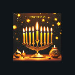 Fantasy Cute Vivid Hanukkah Menorah Stars Canvas Print<br><div class="desc">Fantasy Cute Vivid Hanukkah Menorah Stars. Perfect As A Birthday Gift Or For Any Kind Of Party</div>