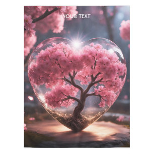 Fantasy Cute Vivid Heart Sakura Glass Tablecloth
