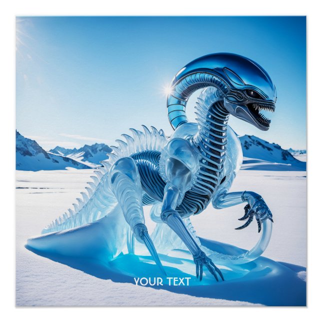 Fantasy Cute Vivid Ice Creature Sculpture Poster (Front)