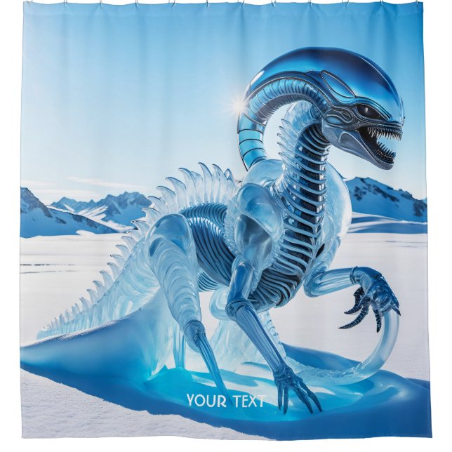 Fantasy Cute Vivid Ice Creature Sculpture Shower Curtain (Front)