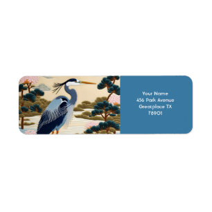 Fantasy Cute Vivid Japanese Heron Blue