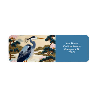 Fantasy Cute Vivid Japanese Heron Blue