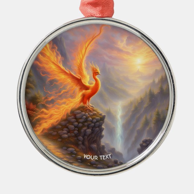 Fantasy Cute Vivid Lake Phoenix Fire Metal Tree Decoration (Front)