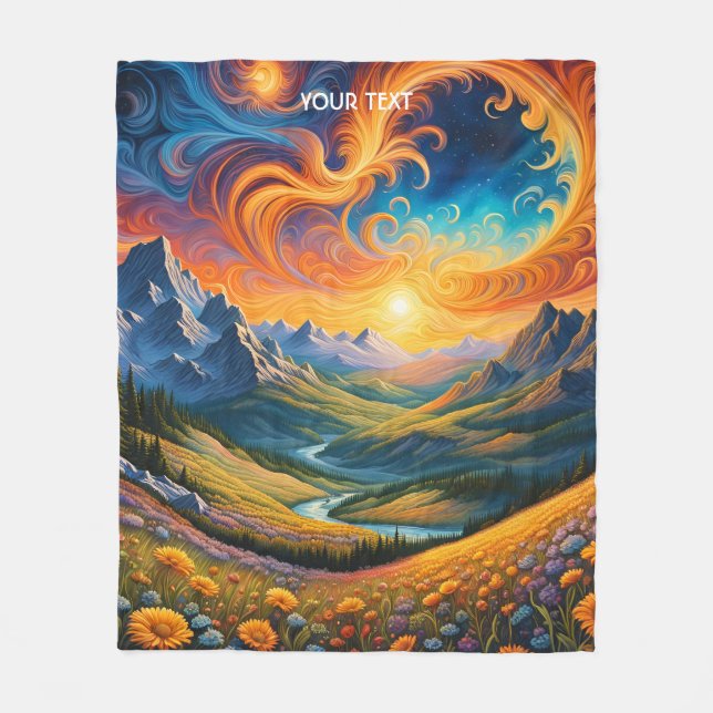 Fantasy Cute Vivid Landscape Gouache Style Fleece Blanket (Front)
