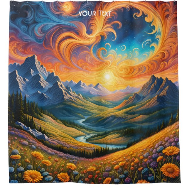 Fantasy Cute Vivid Landscape Gouache Style Shower Curtain (Front)