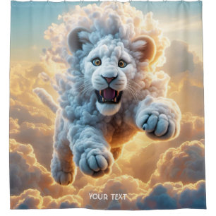 Fantasy Cute Vivid Leaping Cloud Lion Shower Curtain