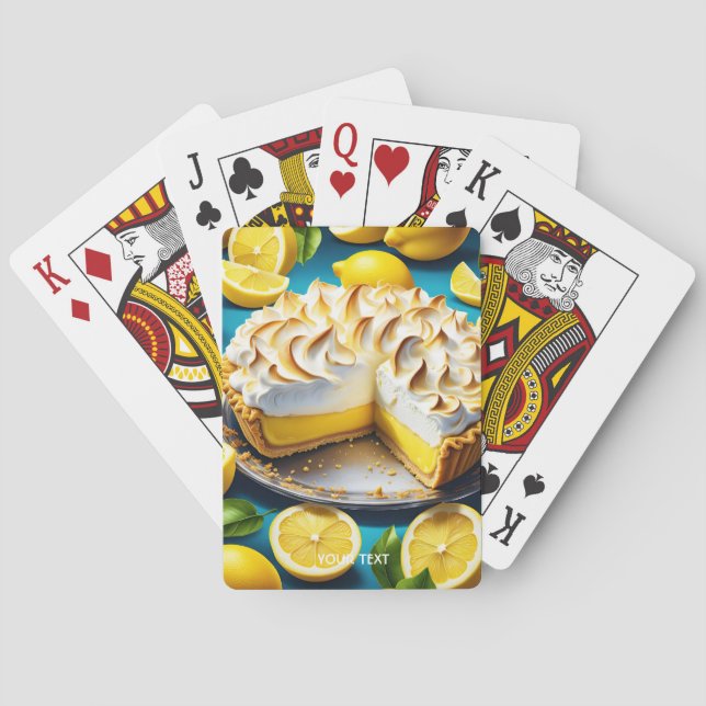 Fantasy Cute Vivid Lemon Meringue Pie Playing Cards (Back)