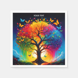 Fantasy Cute Vivid Life Tree Rainbow Napkin