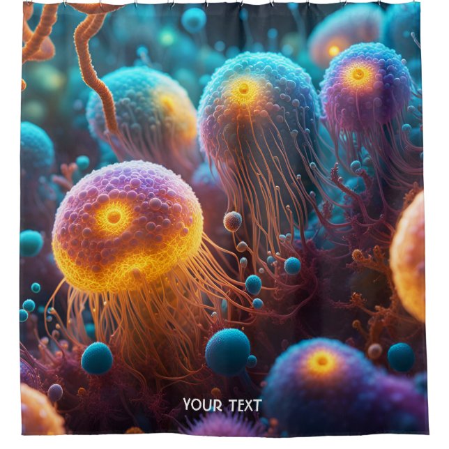 Fantasy Cute Vivid Light Sea Creatures Shower Curtain (Front)