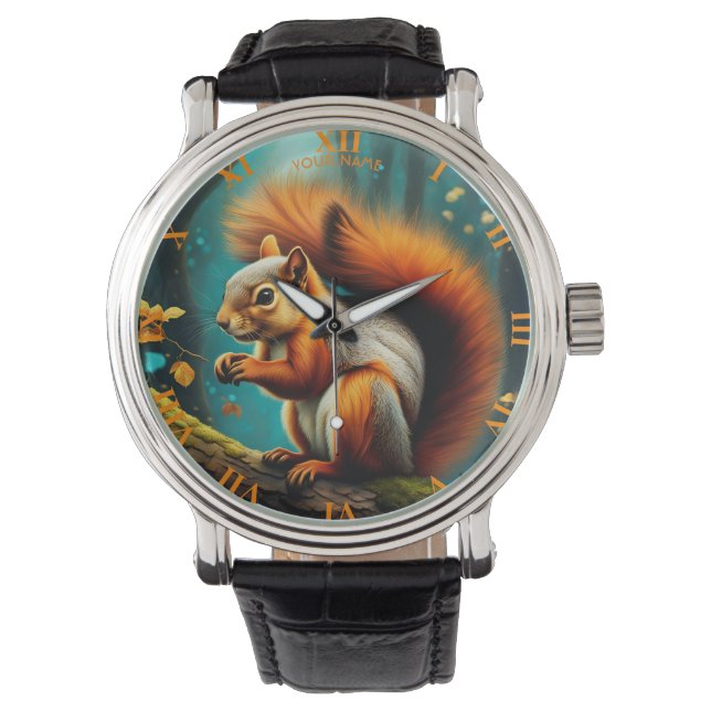 Fantasy Cute Vivid Majestic Red Squirrel Watch (Front)