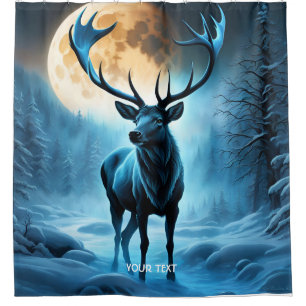 Fantasy Cute Vivid Moon Night Deer Shower Curtain