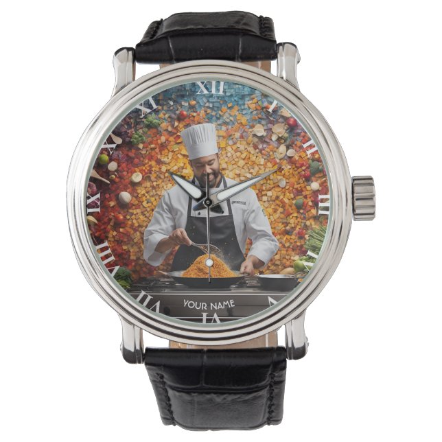 Fantasy Cute Vivid Mosaic Cook Chef Watch (Front)
