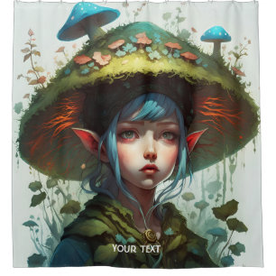 Fantasy Cute Vivid Mushroom Forest Girl Shower Curtain