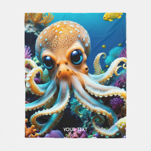 Fantasy Cute Vivid Octopus Sea Creatures Fleece Blanket